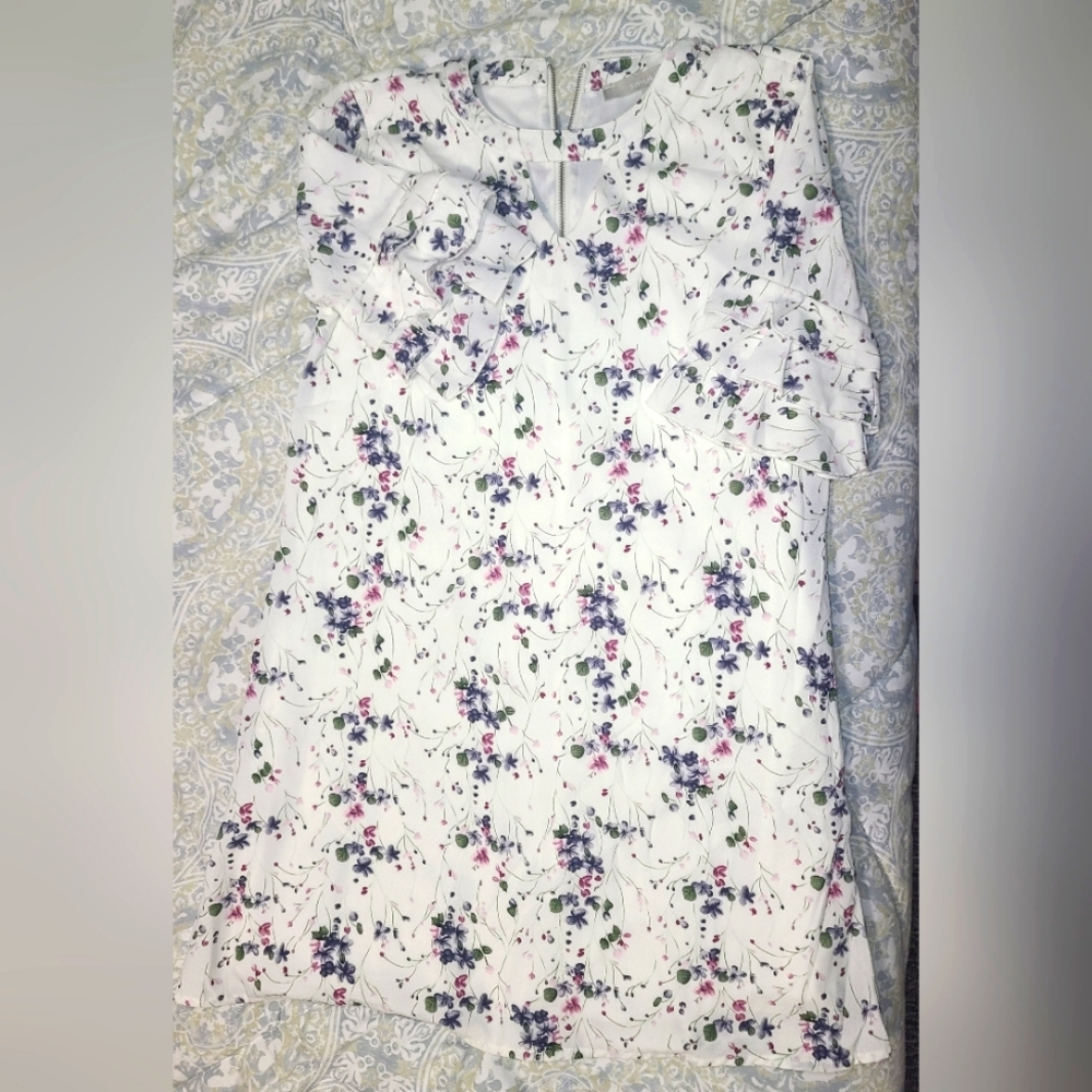 Smukke, Girls Floral Printed Dress with Tiered Ruffle Sleeves